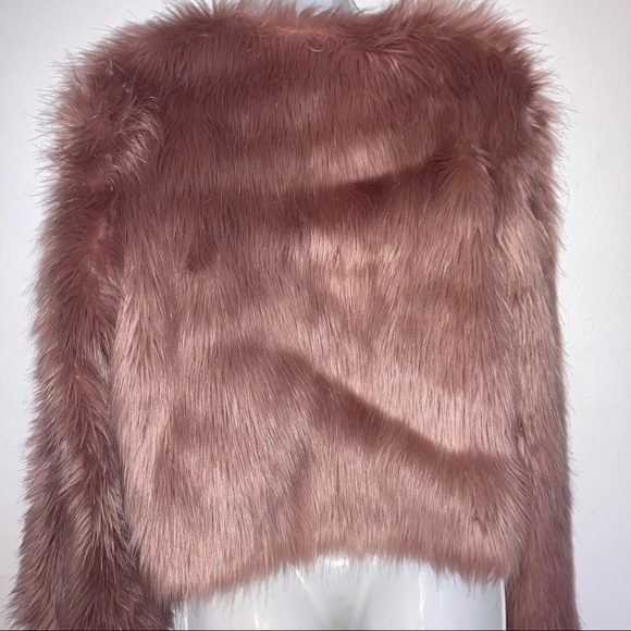 Forever 21 Faux Fur Pink Maeve Open Front Jacket L - Picture 5 of 5
